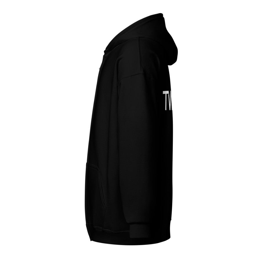 Zip Hoodie — Black — Full back