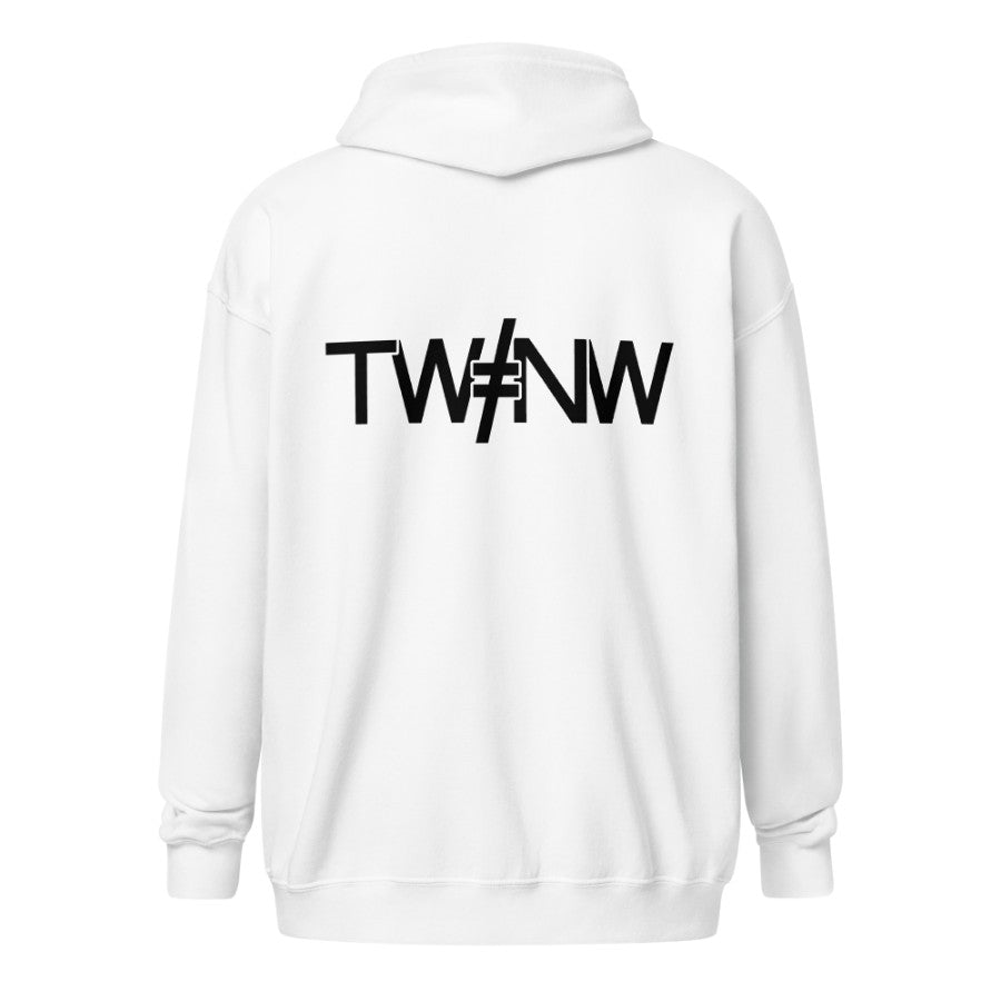Zip Hoodie — White — Full back