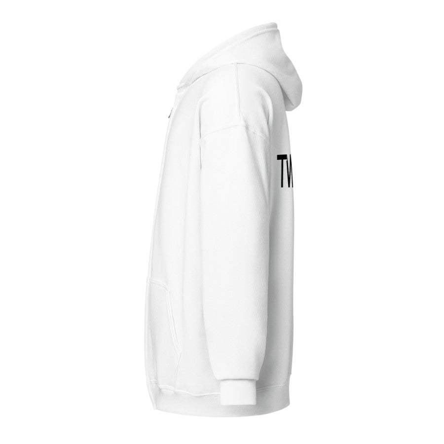 Zip Hoodie — White — Full back