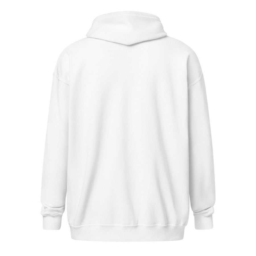 Zip Hoodie — White — Pocket