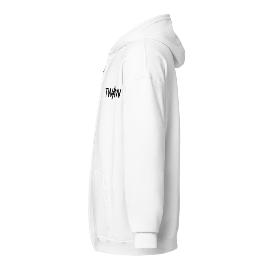 Zip Hoodie — White — Pocket